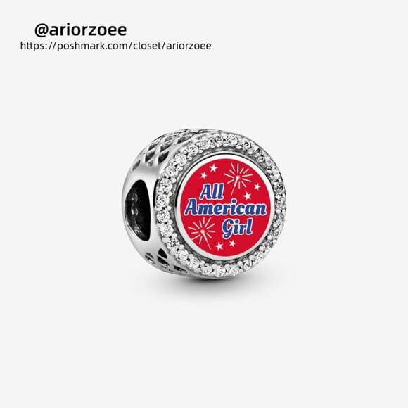 Pandora Engravable All American Girl Charm|Pendant - Picture 1 of 2